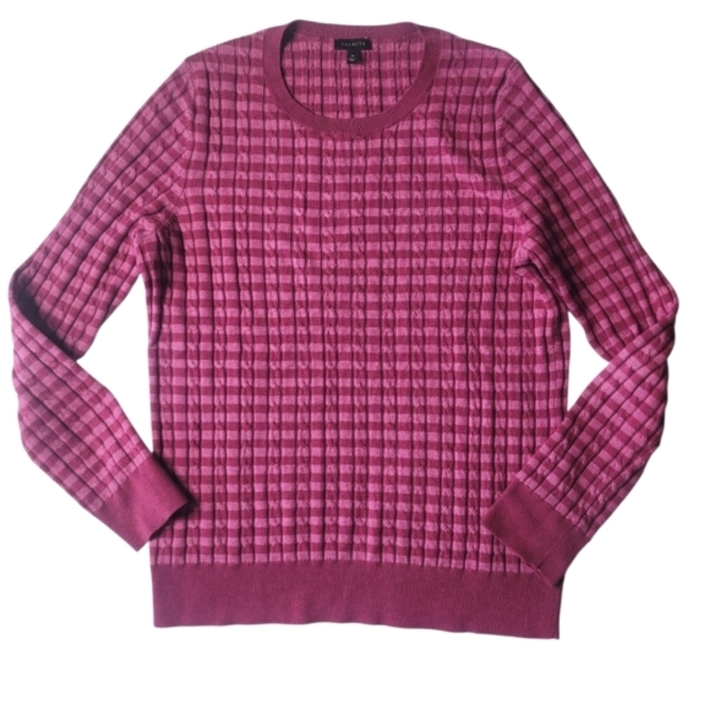 Talbots Striped Cableknit Crew-neck Sweater Medium